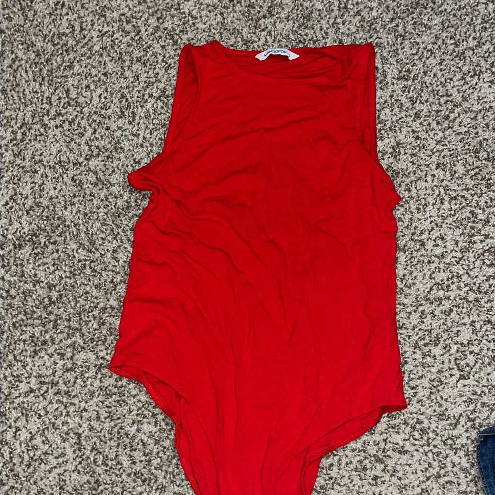 Elegant Red Sleeveless Bodysuit